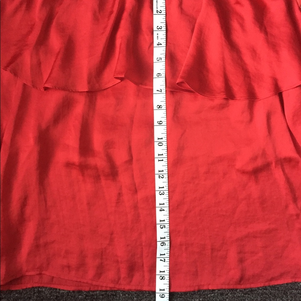 Open Shoulder Red Ruffle Long Sleeve Top - Picture 8 of 8
